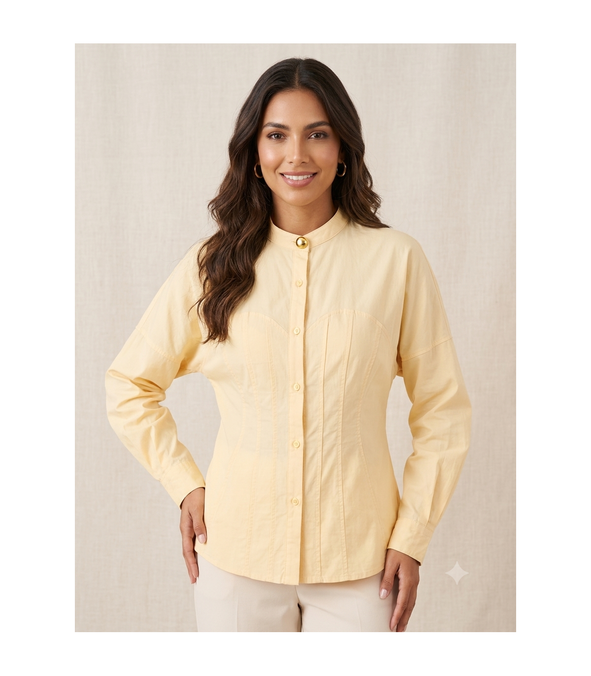 Be Sunset Camisa entallada con detalle pespuntes