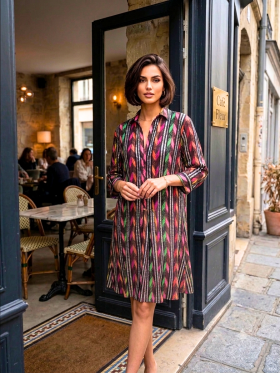 Bianca Vestido camisero estampado geométrico