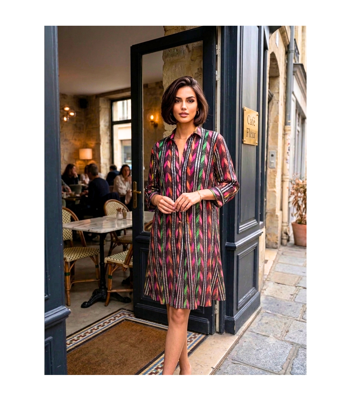Bianca Vestido camisero estampado geométrico
