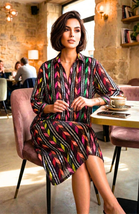 Bianca Vestido camisero estampado geométrico