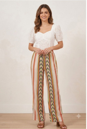 Bianca Pantalón en punto de algodón estampado