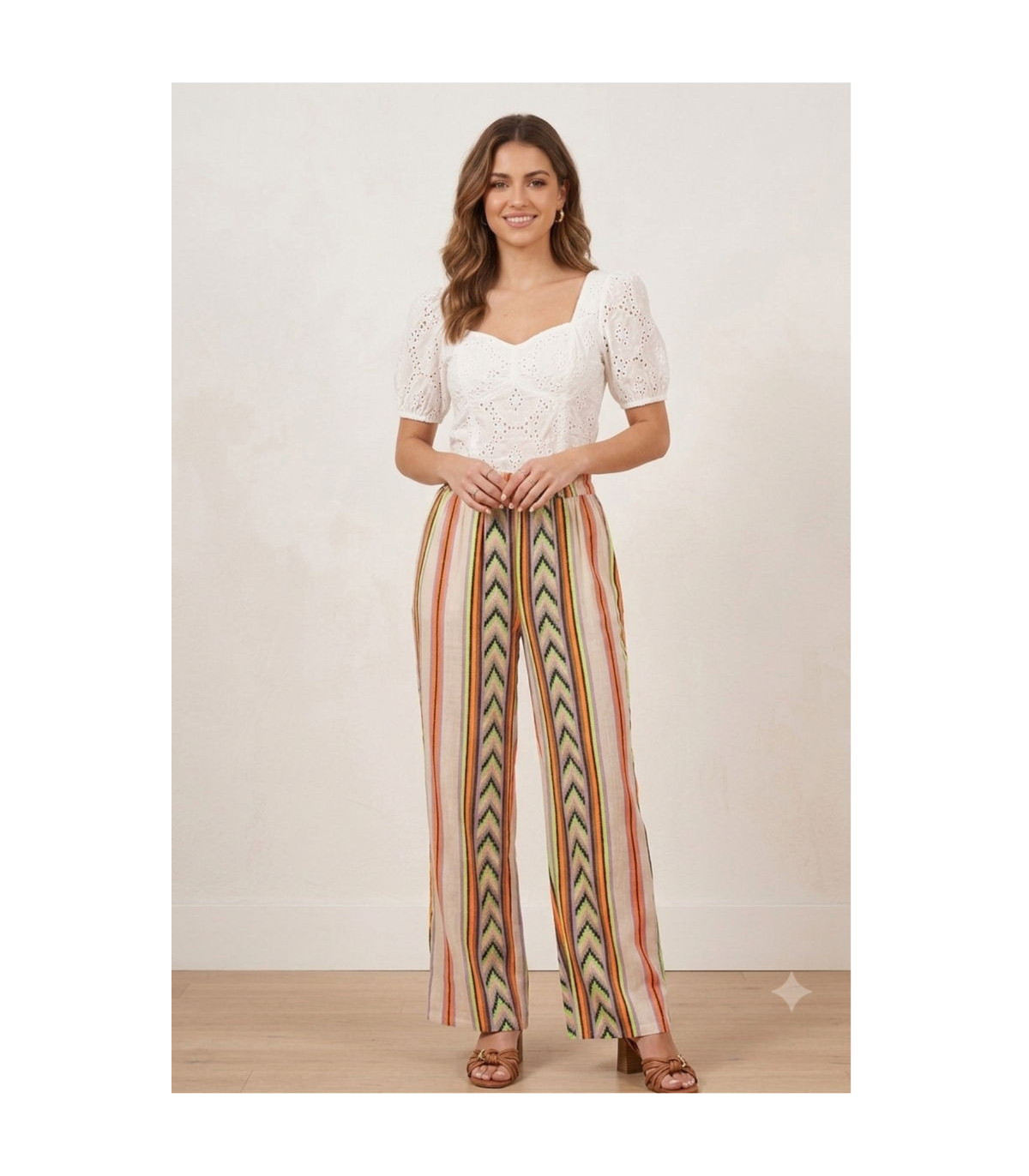 Bianca Pantalón en punto de algodón estampado