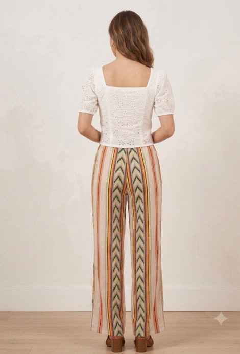 Bianca Pantalón en punto de algodón estampado