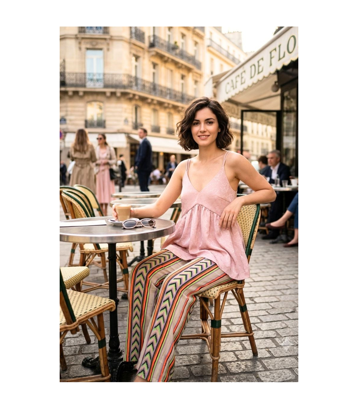 Kélie París Top de raso color rosa con tirante cruzado