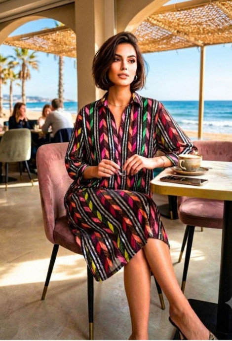 GYS Vestido camisero estampado geométrico