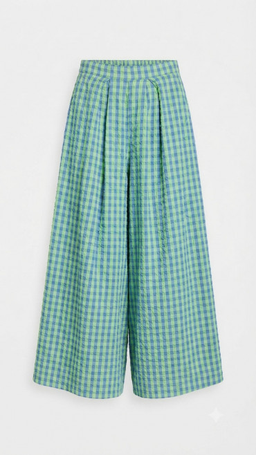Poeme Pantalón amplio de algodón verde-malva