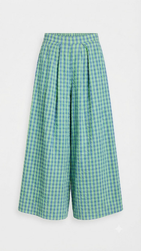 Poeme Pantalón amplio de algodón verde-malva