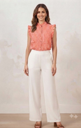 Poeme Blusa con mangas avolantadas naranja-coral