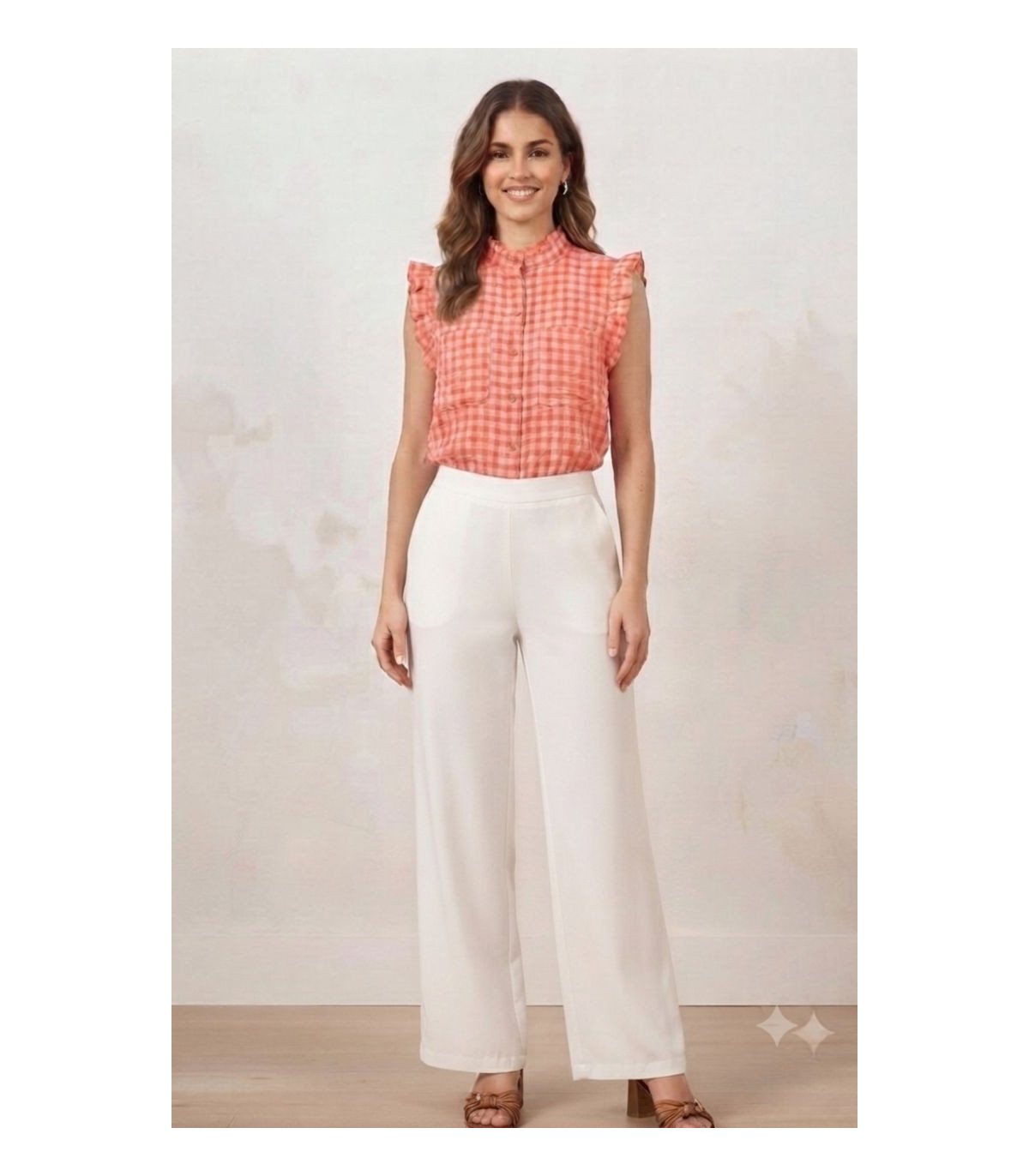 Poeme Blusa con mangas avolantadas naranja-coral
