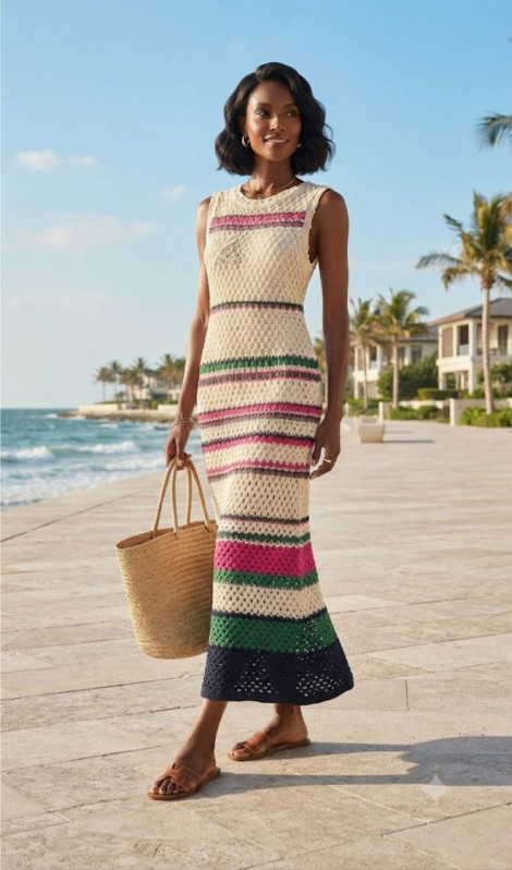 Perfume Vestido largo crochet multicolor