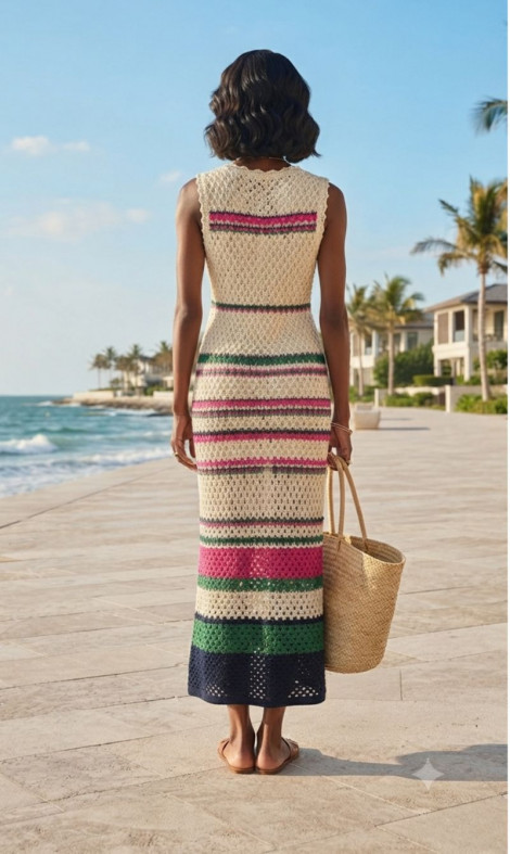 Perfume Vestido largo crochet multicolor