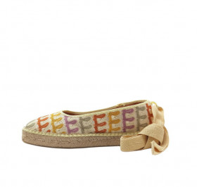 Vosso Moda Cuña baja bordada con ribetes vainilla y lazada