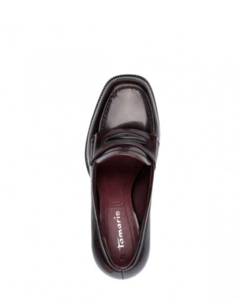 Tamaris Mocasín con tacón y lengueta elegante color burdeos