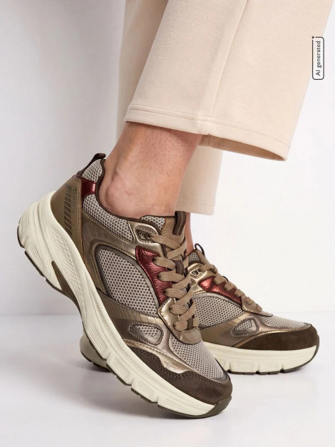 Tamaris Sneaker metalizada color marrón