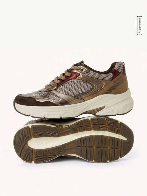 Tamaris Sneaker metalizada color marrón