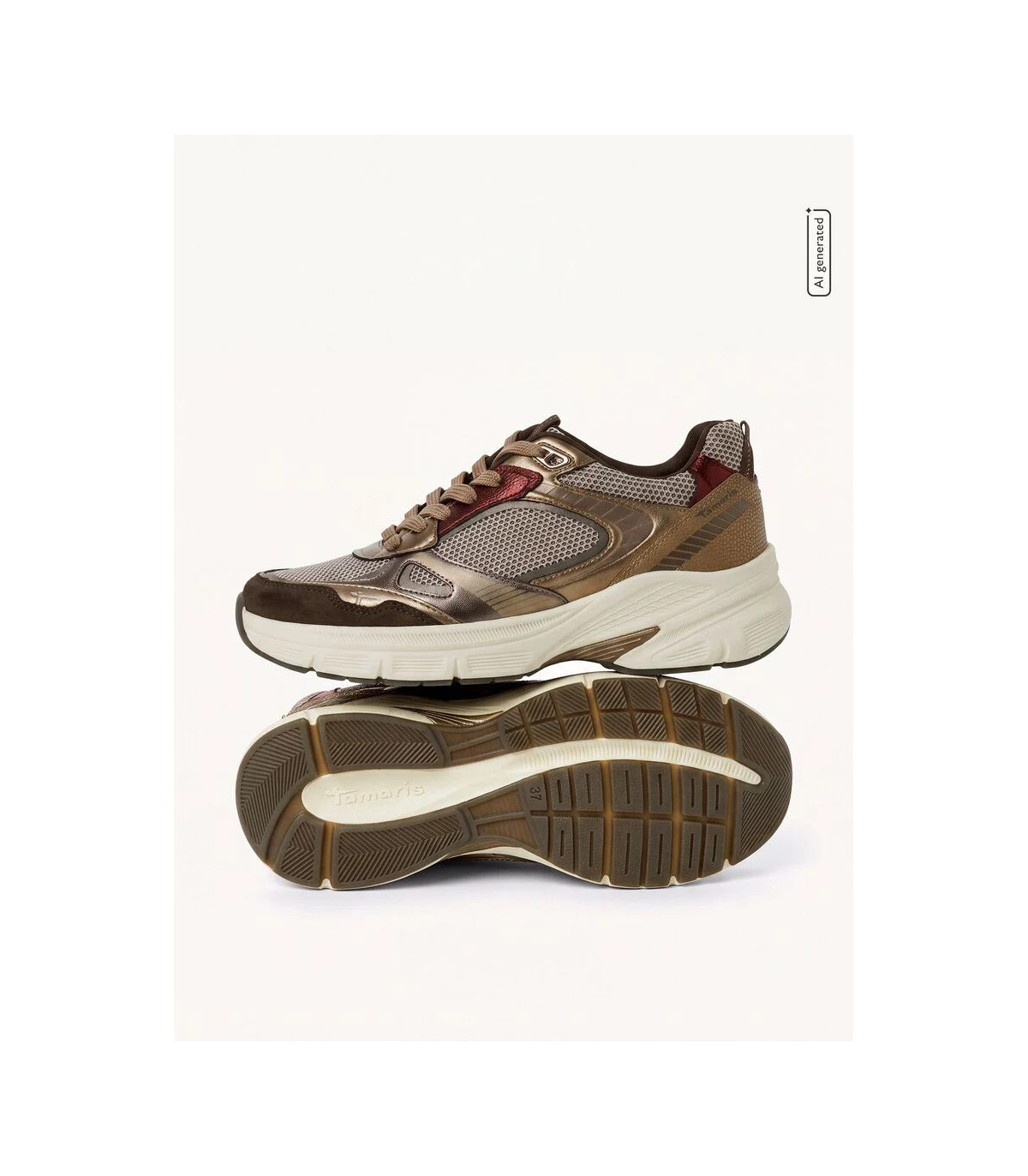 Tamaris Sneaker metalizada color marrón