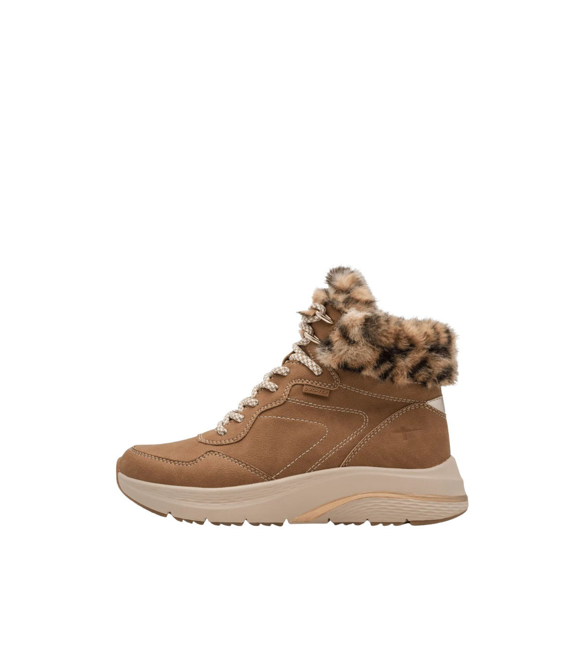 Tamaris Botín piel camel con pelo leopardo