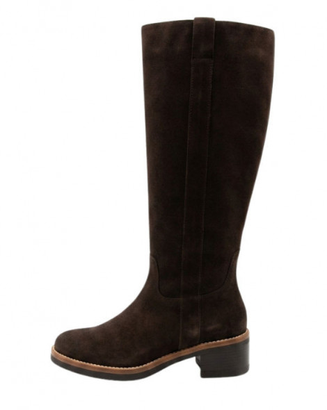 Vosso Moda Bota alta antelina marrón chocolate