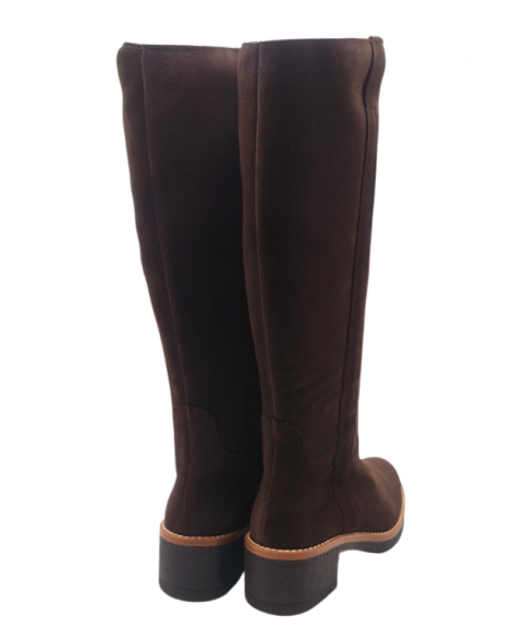 Vosso Moda Bota alta antelina marrón chocolate