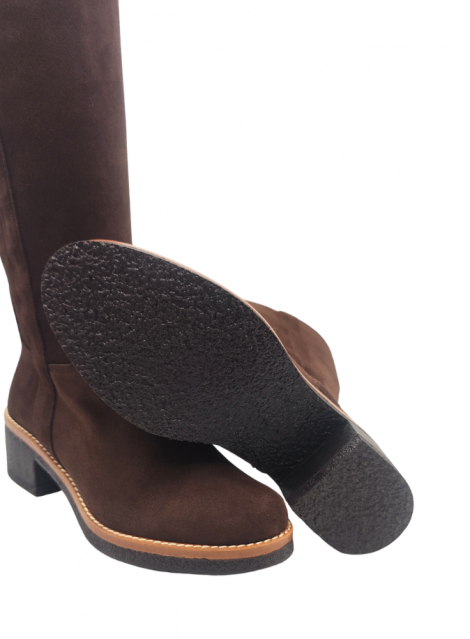 Vosso Moda Bota alta antelina marrón chocolate