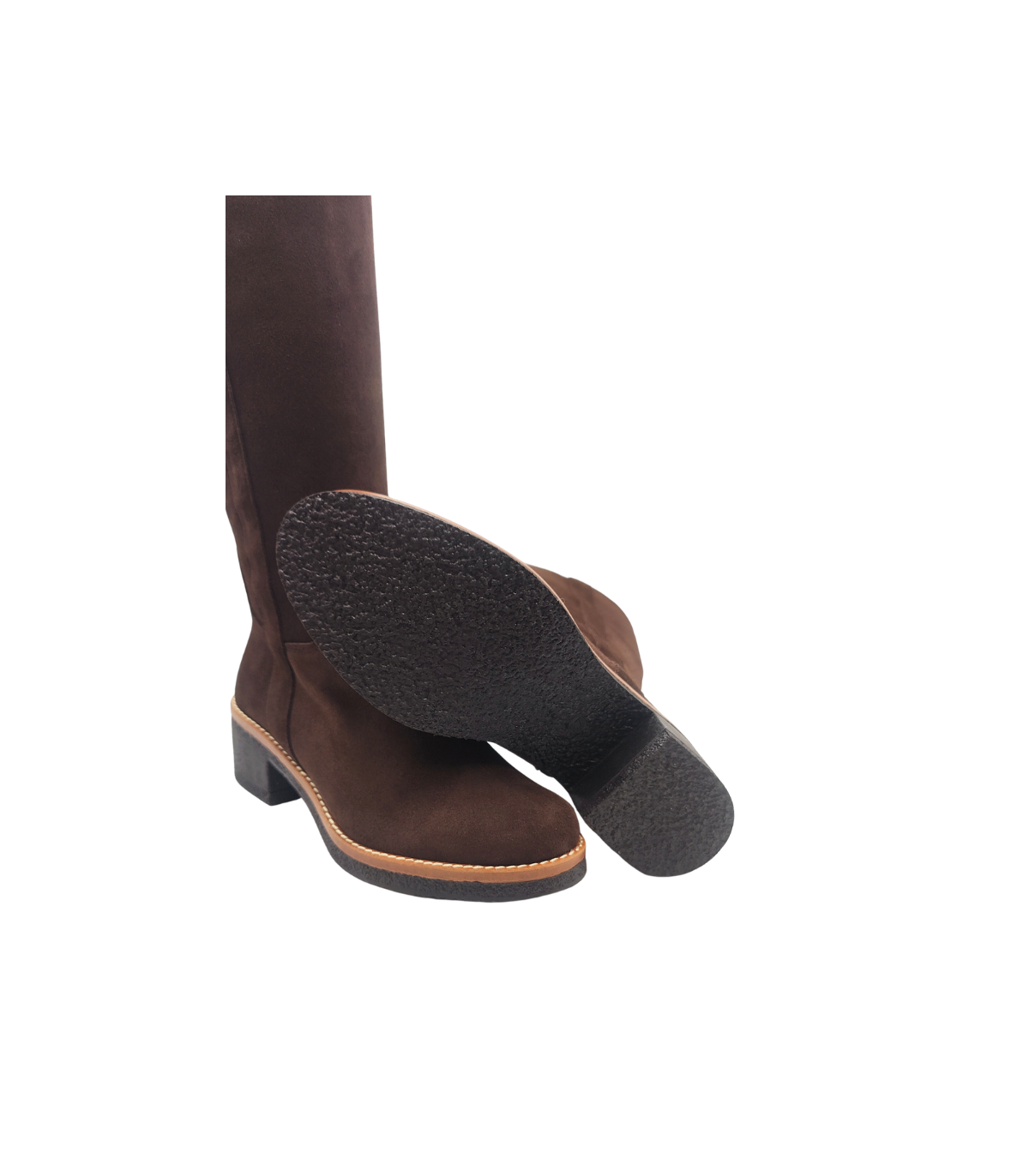 Vosso Moda Bota alta antelina marrón chocolate