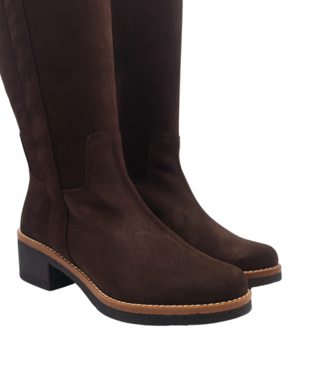 Vosso Moda Bota alta antelina marrón chocolate