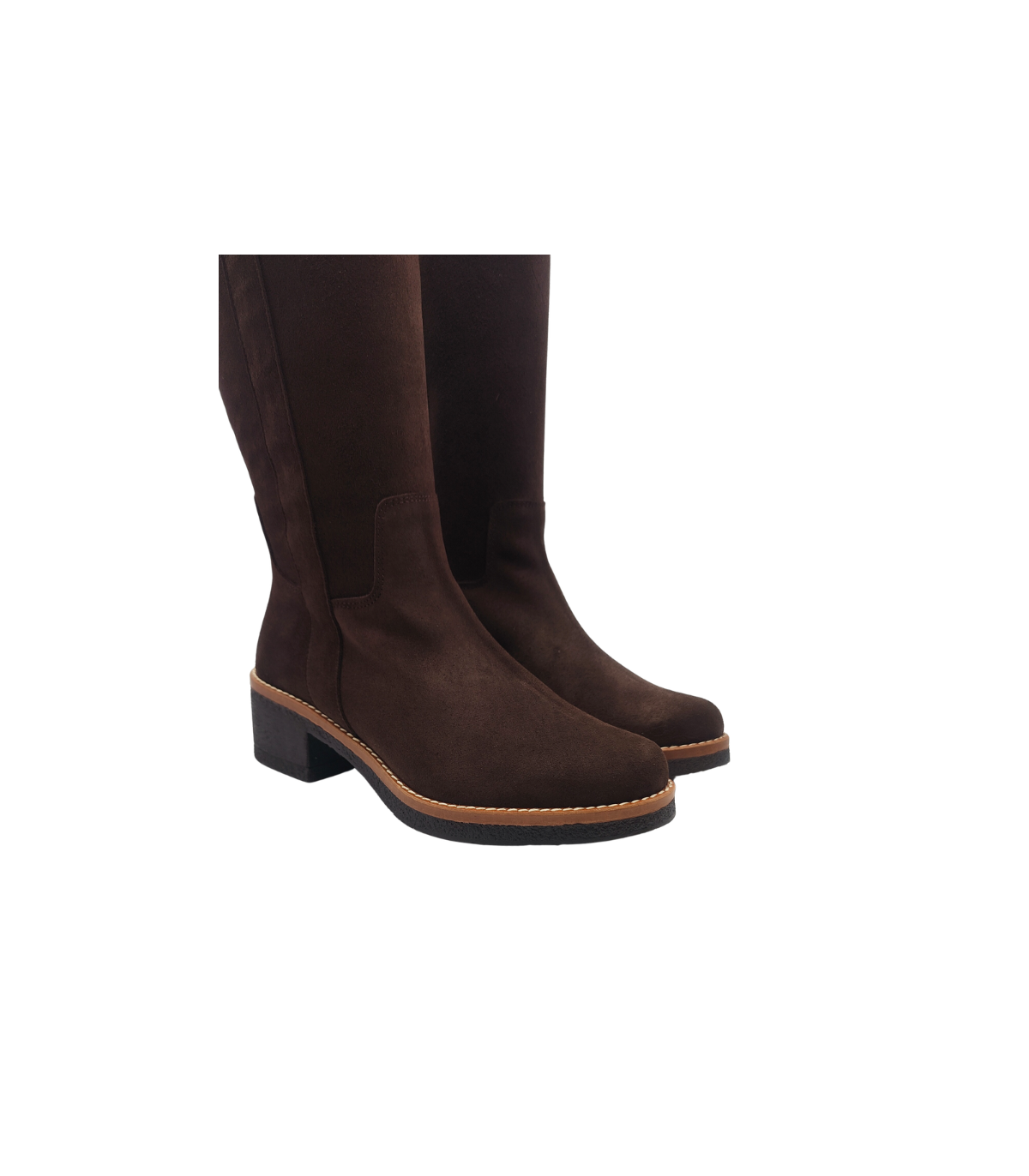 Vosso Moda Bota alta antelina marrón chocolate