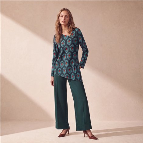 Parole Blusa Clam asimétrica verde estampado