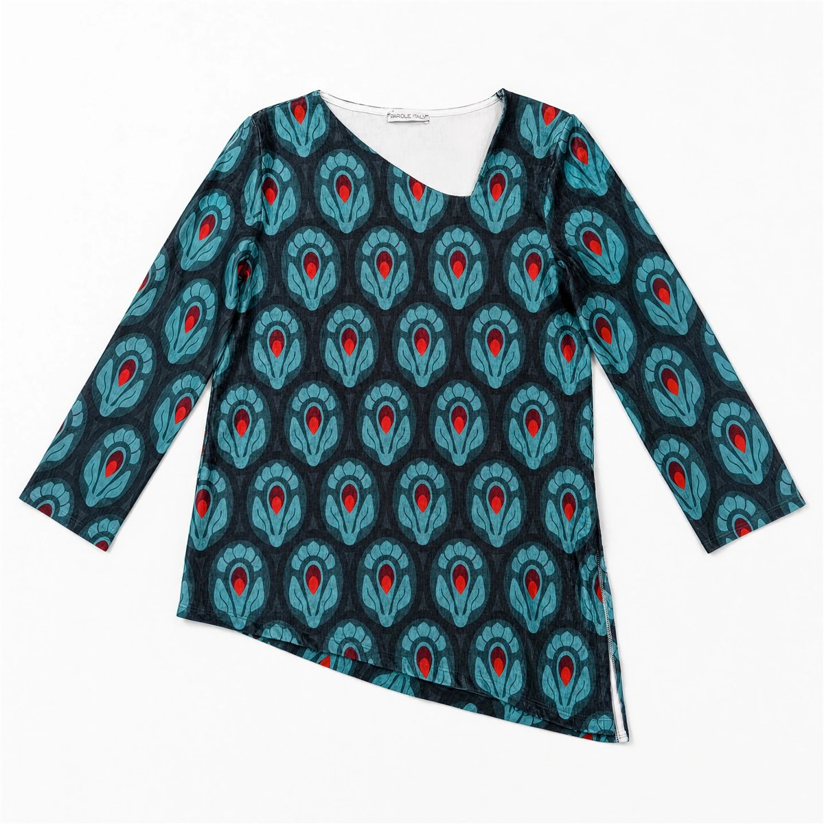Parole Blusa Clam asimétrica verde estampado