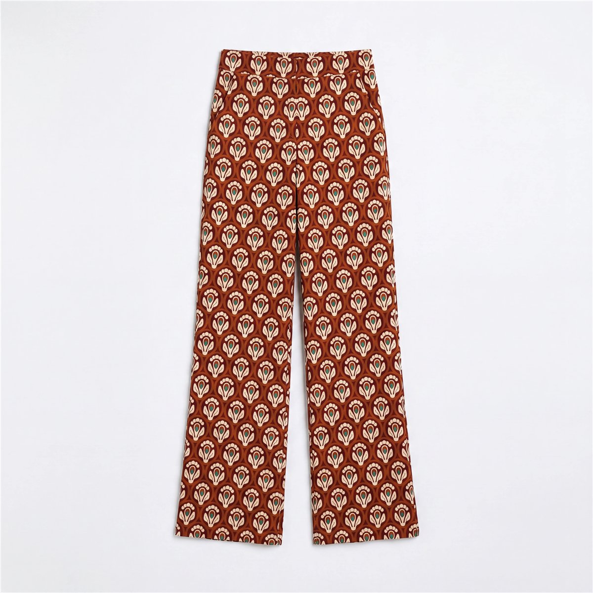 Parole Pantalón Clam amplio teja estampado