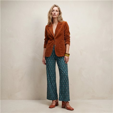 Parole Pantalón Clam amplio verde estampado