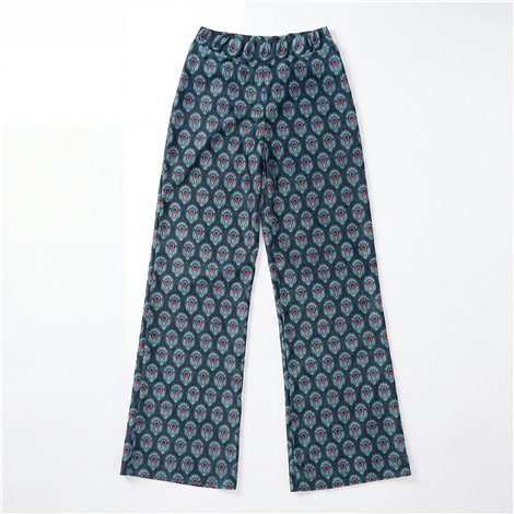 Parole Pantalón Clam amplio verde estampado
