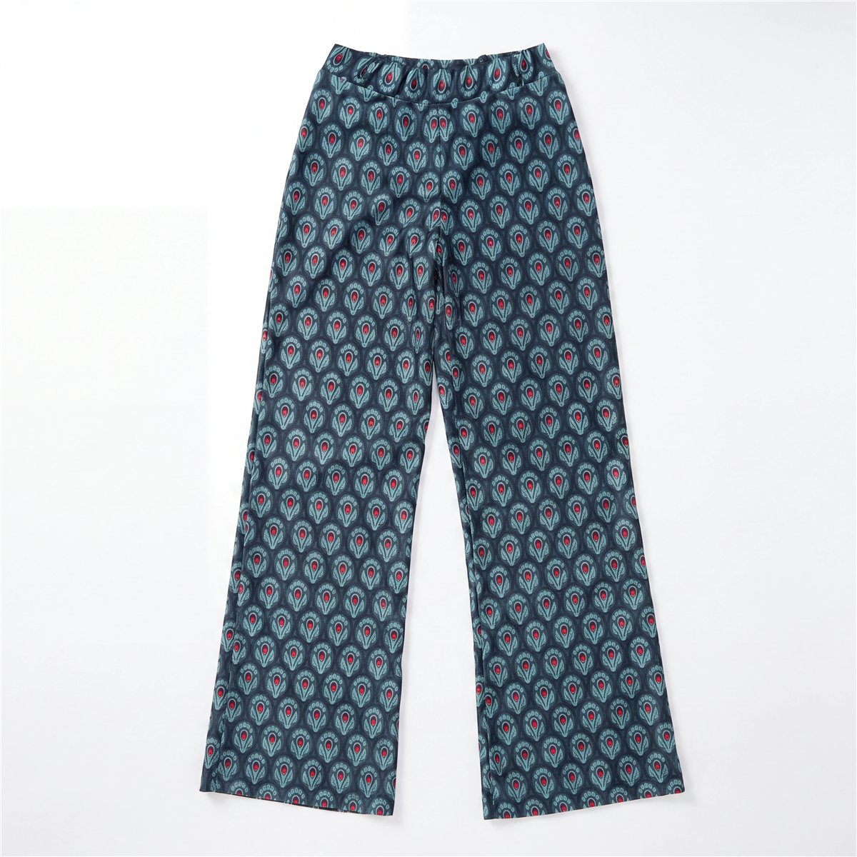Parole Pantalón Clam amplio verde estampado