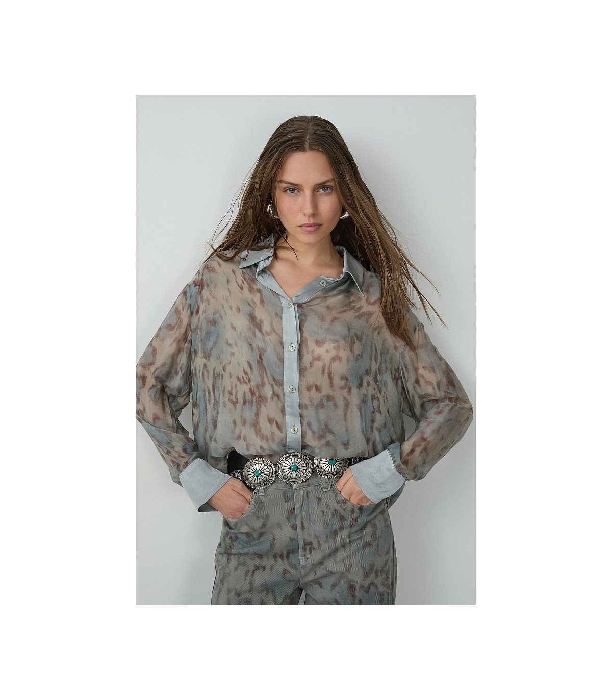 BSB Camisa semitransparente animal print