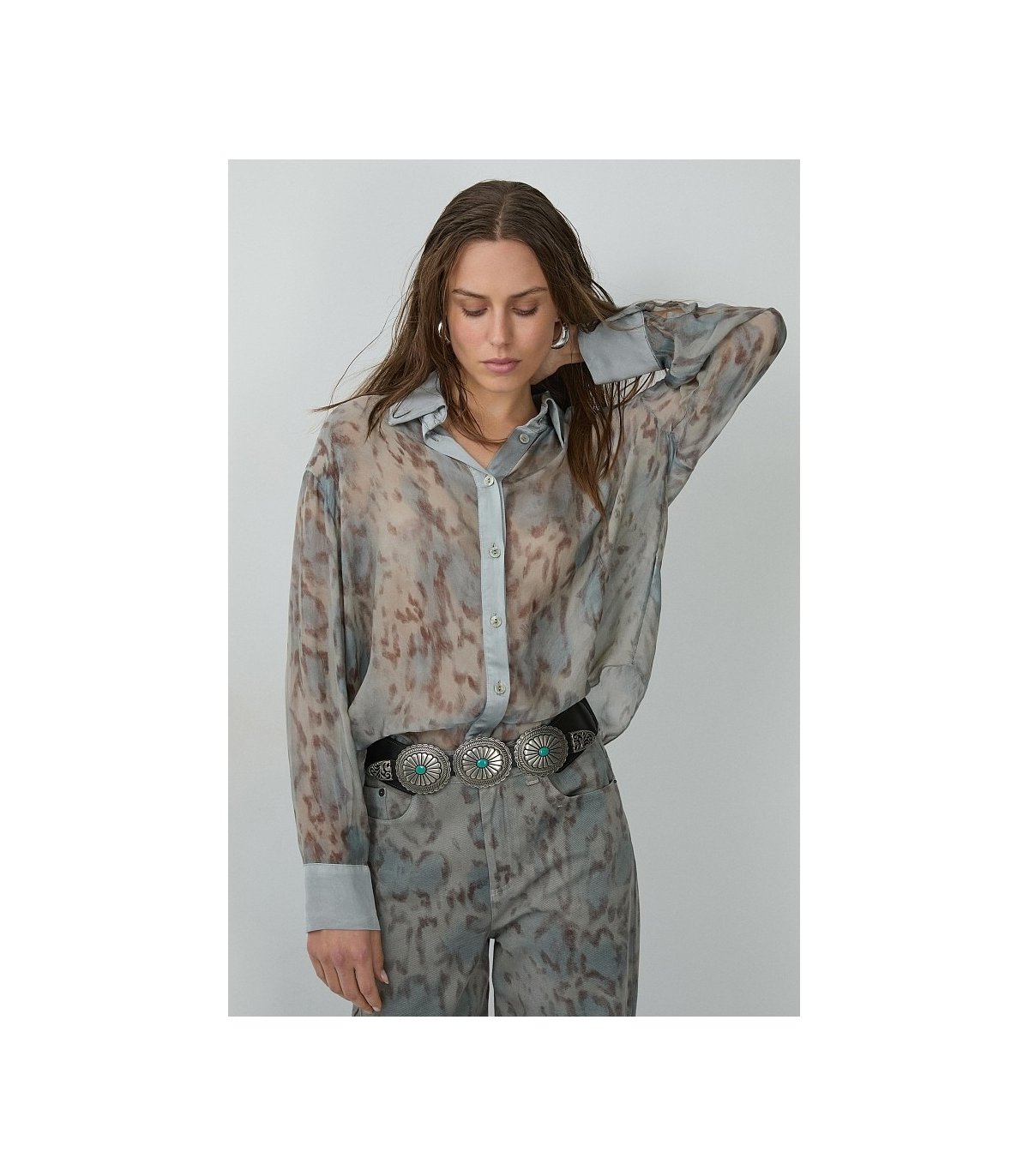 BSB Camisa semitransparente animal print