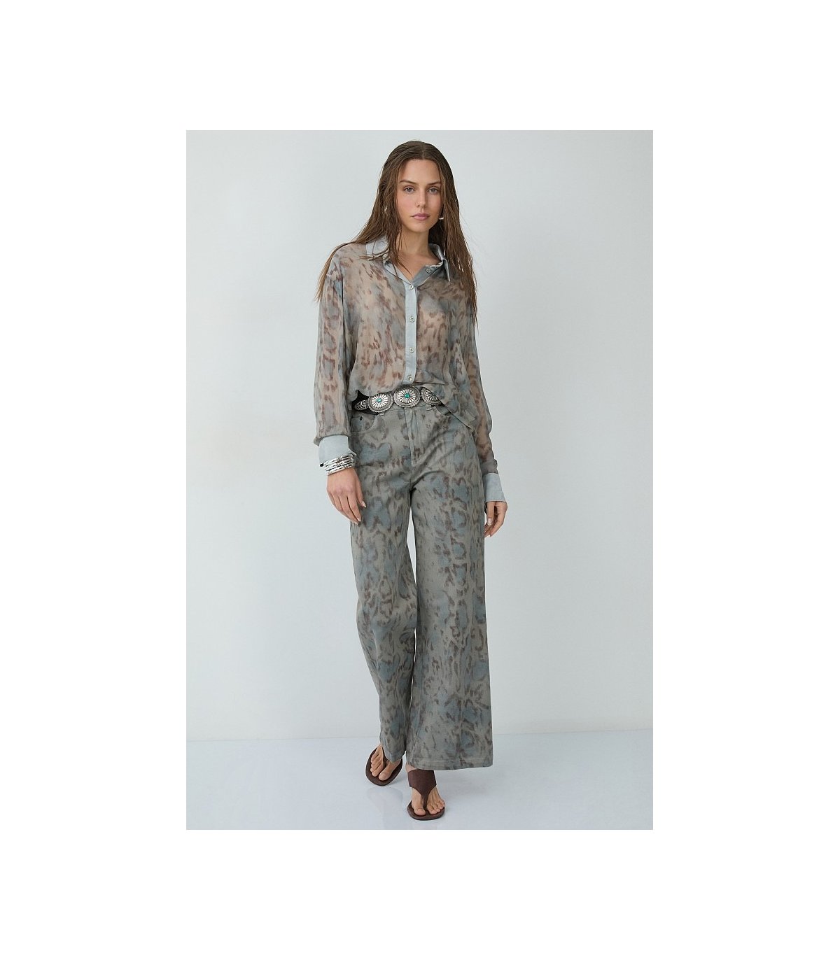BSB Camisa semitransparente animal print