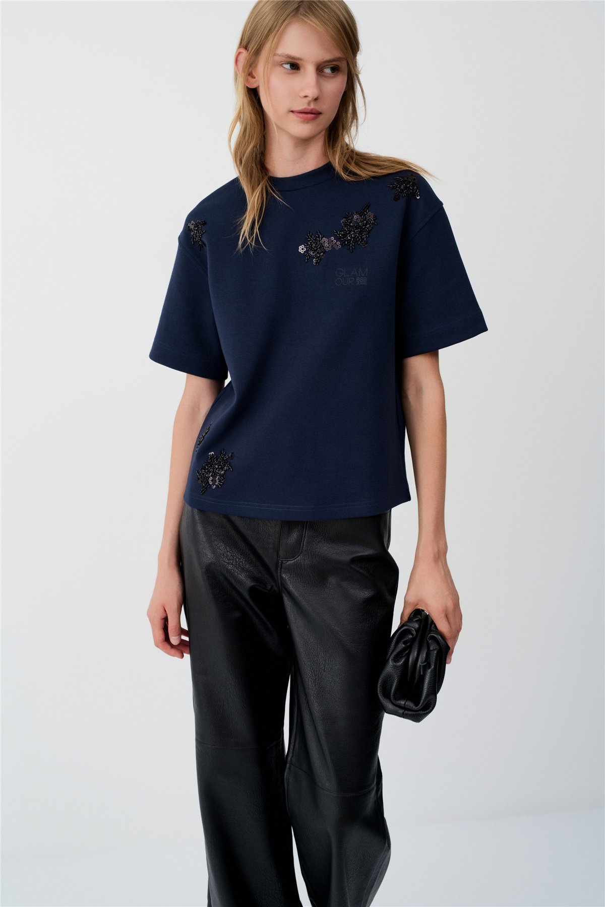 BSB Blusa marino con abalorios