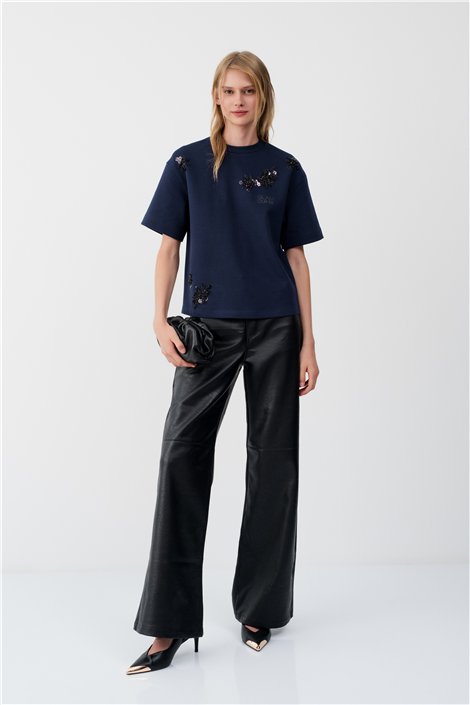 BSB Blusa marino con abalorios