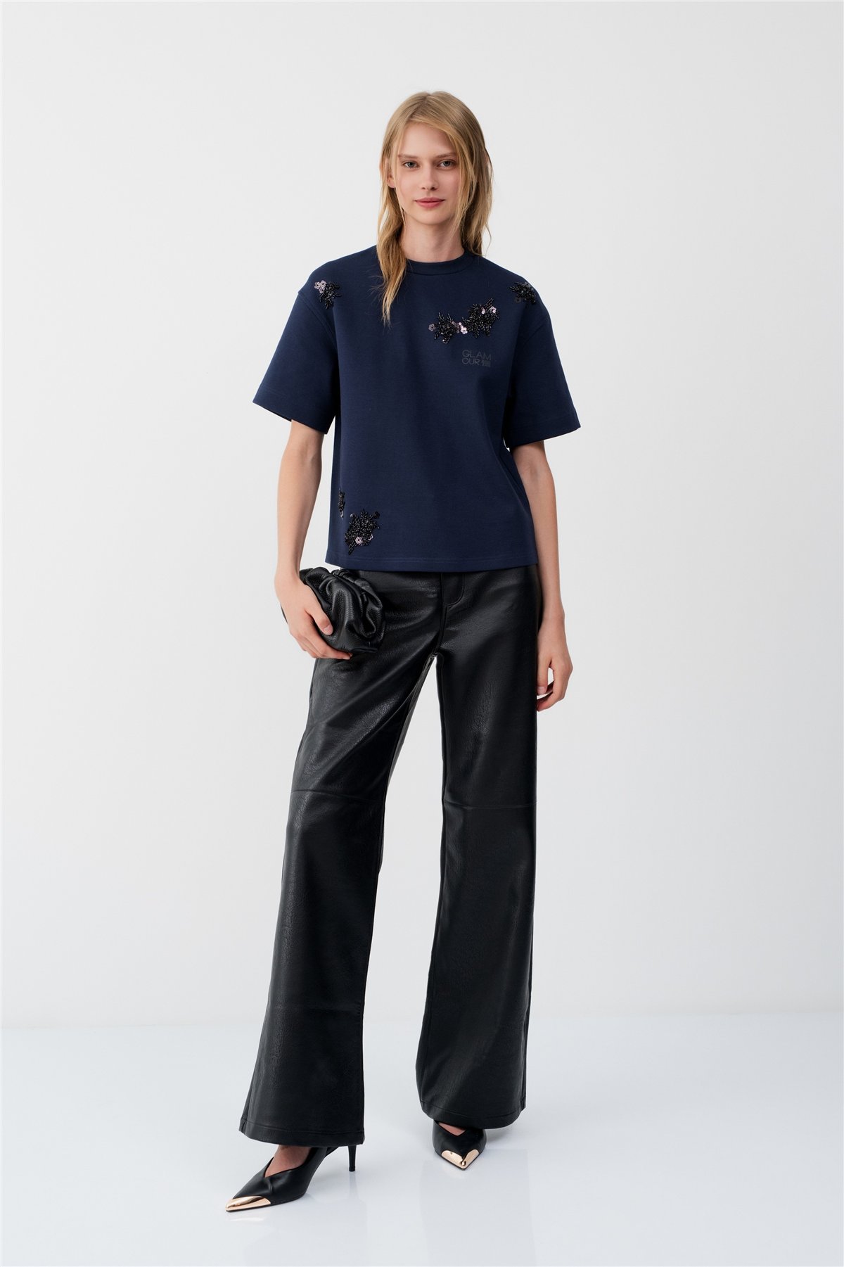 BSB Blusa marino con abalorios