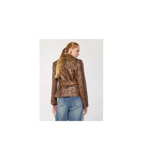 Lola Casademunt Chaqueta biker estampado leopardo