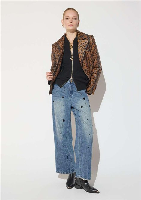 Lola Casademunt Chaqueta biker estampado leopardo