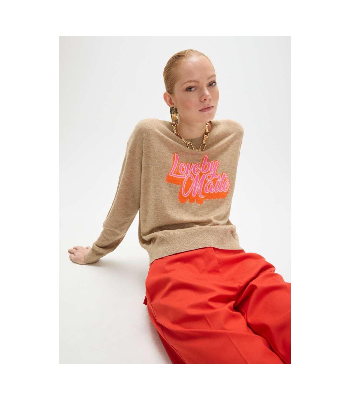 Lola Casademunt Jersey Intarsia Maite color camel