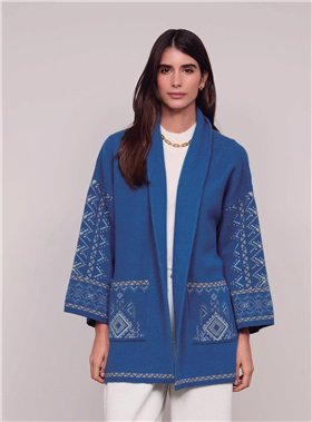 Guimanos Chaqueta étnica azul estampado