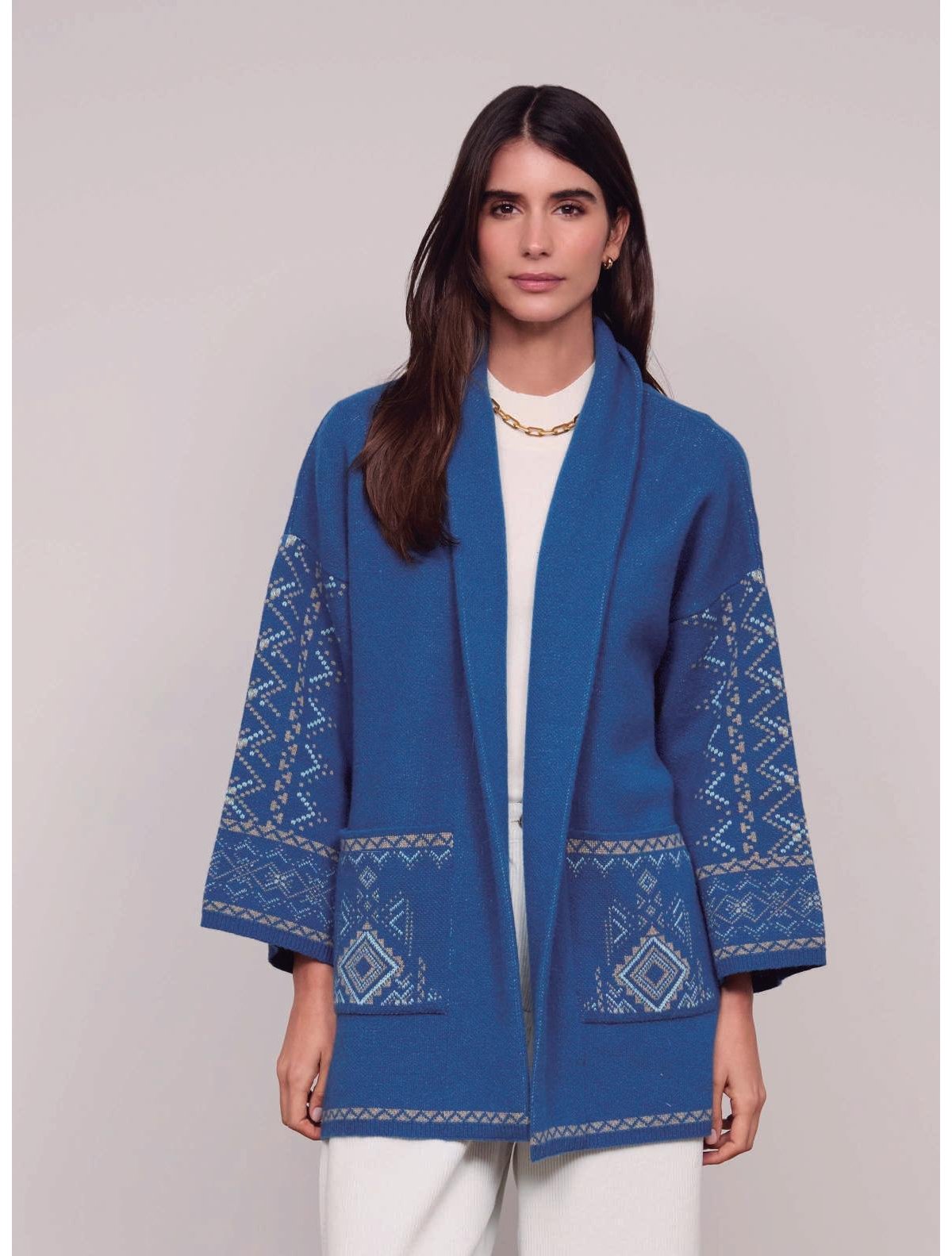 Guimanos Chaqueta étnica azul estampado