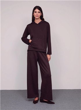 Guimanos Pantalón amplio con brillo de tachuelas