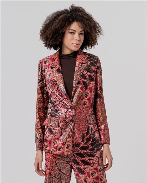 SURKANA Americana de lentejuelsa con print floral