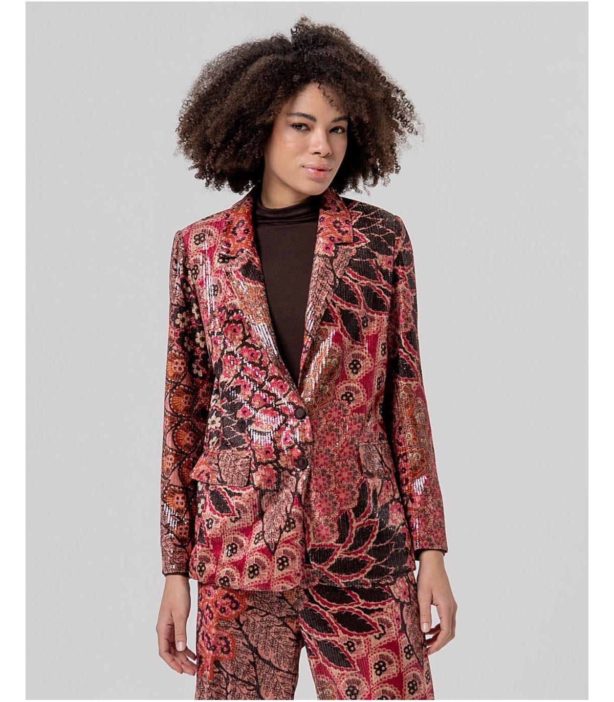 SURKANA Americana de lentejuelsa con print floral