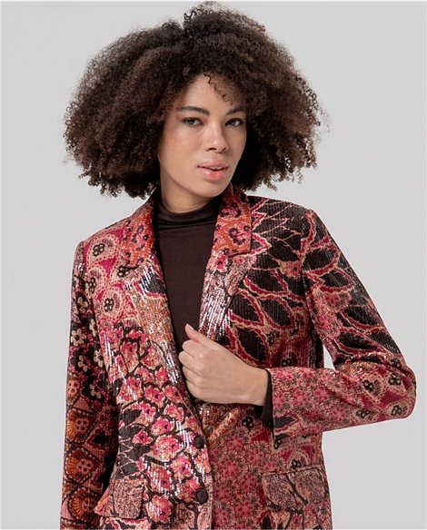SURKANA Americana de lentejuelsa con print floral
