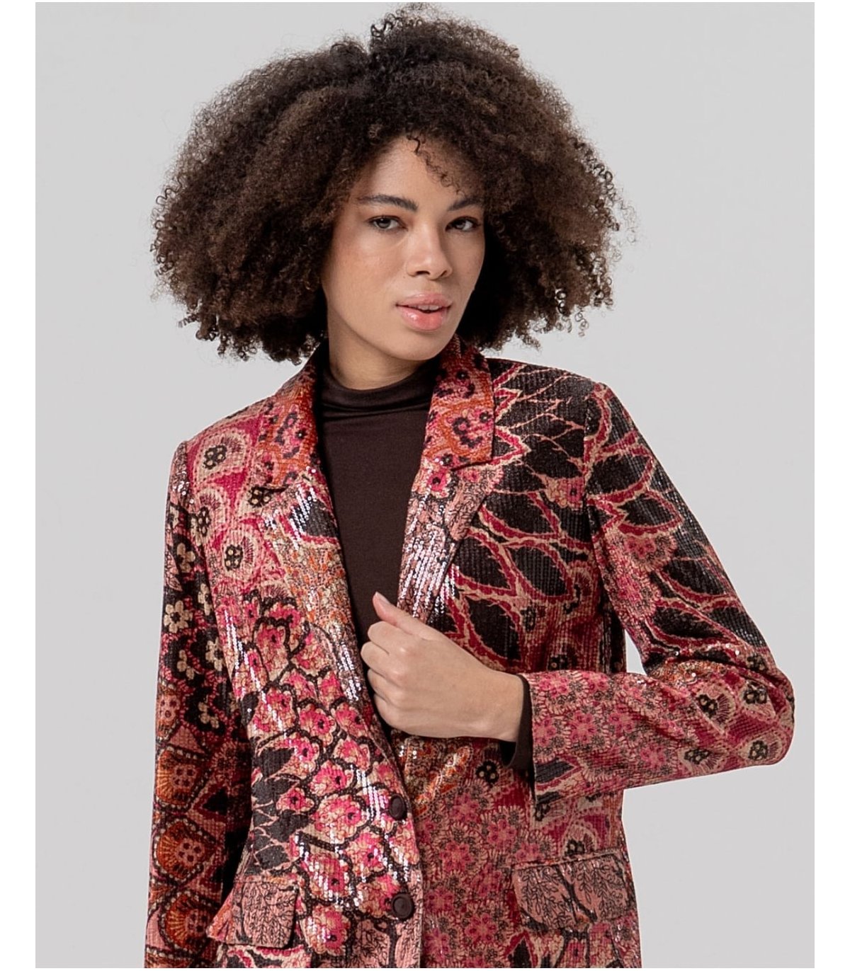 SURKANA Americana de lentejuelsa con print floral