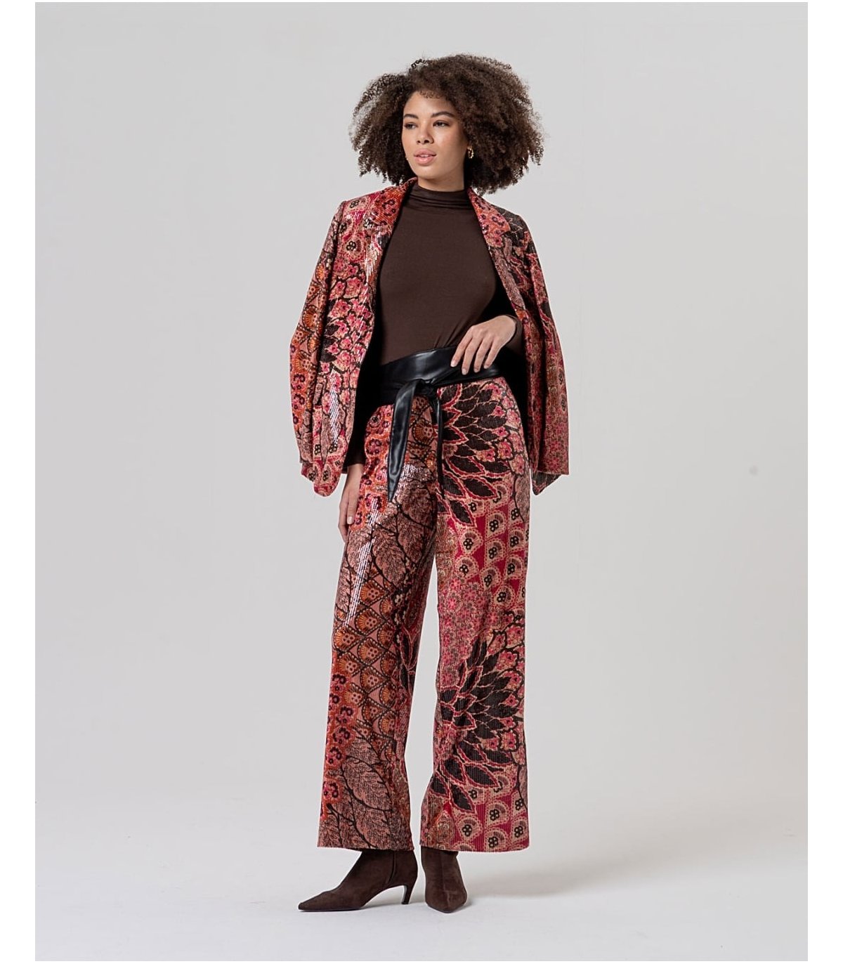 SURKANA Americana de lentejuelsa con print floral